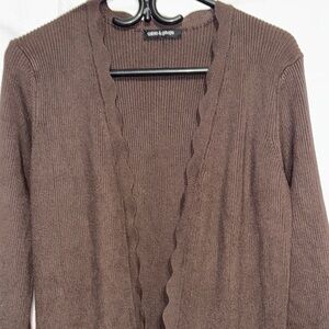 Cable & Gauge Brown Ribbed Knit Cardigan Sweater
